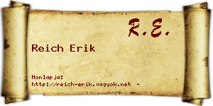 Reich Erik névjegykártya